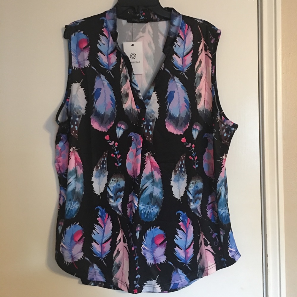 Black top with feather pattern